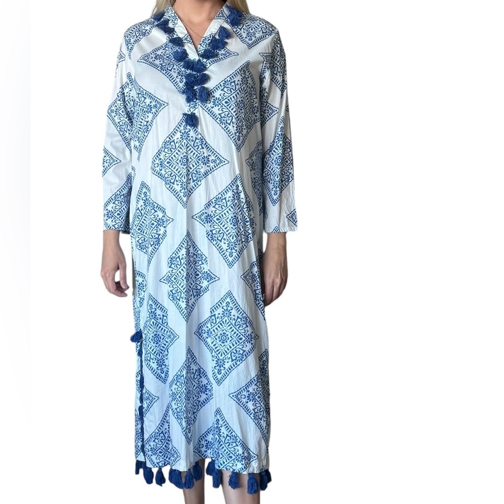 Pine Cone Hill Cotton Kimono Kaftan with Tassels Size M/L